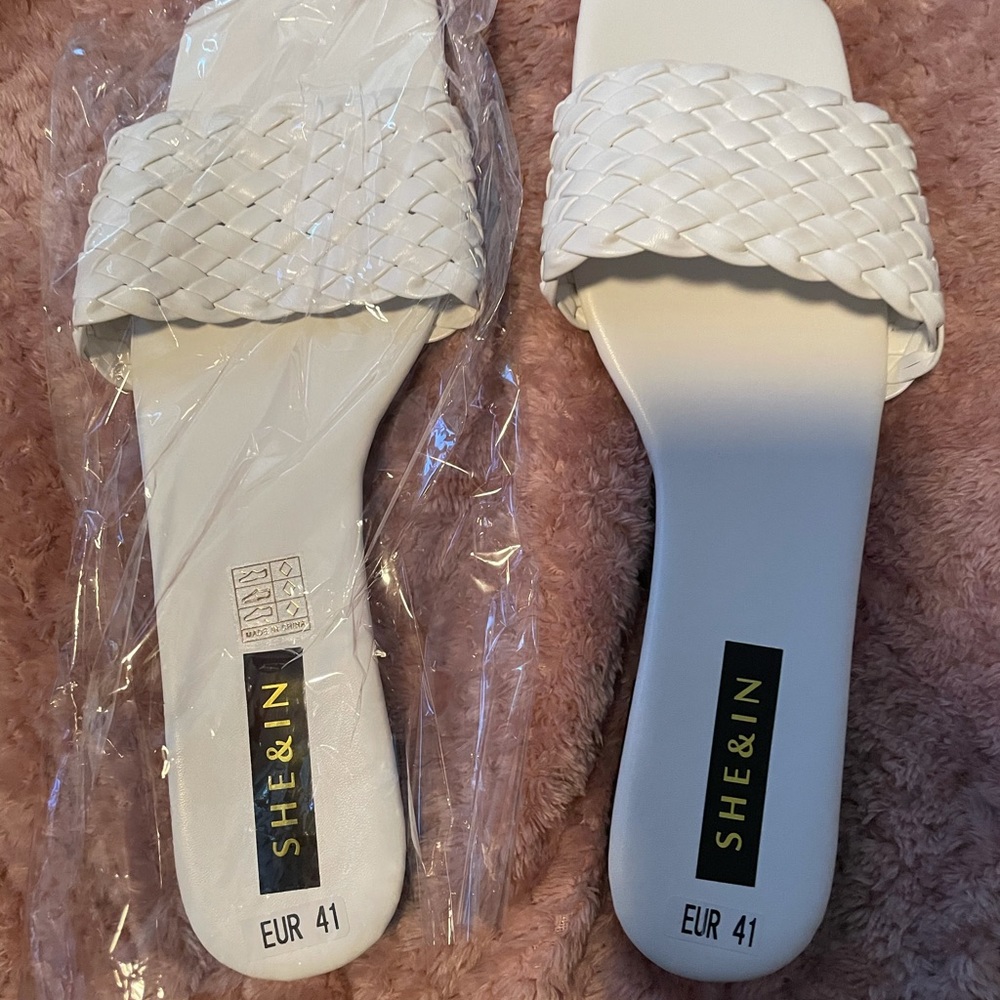 White flip flop sandals